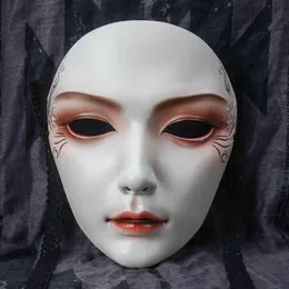 Maschera a pieno facciale Vestito misterioso da festa in stile cinese Hanfu313S dipinto a mano