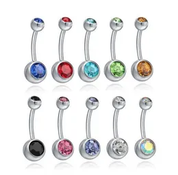 Fashion 925 Silver Stainless Steel Belly Button Rings Navel Rings Crystal Rhinestone Body Piercing Bars Jewlery Women's Bikini Fashion Jewelry 20 Color