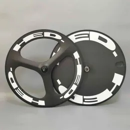 HED 700C Koła węglowe Front Tri-Spoke Disc Wheel Track / Road Clarcher Clincher / Rurkowaty Koła węgla z 3K Twill Matte Matte