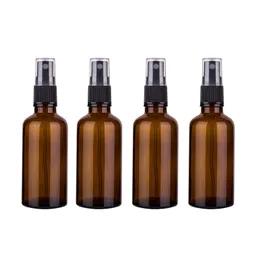 4 pcs 50ml âmbar vidro spray de frasco fino névoa pulverizador aromaterapia atomizador atomizador cosmético recipiente de óleo essencial Dispenser