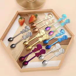 Cartoon Couples Spoon 304 Stainless Steel Coffee Spoons 7 Colors Wedding Supplies Guest Return Gift