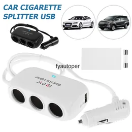 3in1 Socket Cigarette Lighter Splitter 120W 12V 24V Car Dual USB LED Fast Charger Adapter