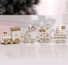 5色のクリスマスの木製の列車の子供たちのギフトメリー装飾ホームの小さな列車人気の装飾クリスマスの飾り4つの結び列車GGE1928