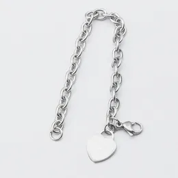Serce okrągłe bransoletki dla kobiet łańcuch ze stali nierdzewnej na ręce biżuteria walentynkowa Dziewczyna akcesoria hurtowe
