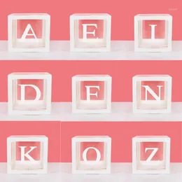 Party Decoration CYUAN A-Z Letter Name Transparent Balloon Box BABY ONE Blocks Boy Girl Gift Wedding Decor Shower Birthday