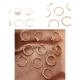 Anillos de racimo joyería 10 unids mujeres temperamento elegante anillo de dedo apertura múltiple mano de obra fina para decoración 6320663