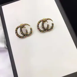 Mode färg diamant bokstäver örhängen aretes för kvinnor fest bröllop engagemang älskare present smycken