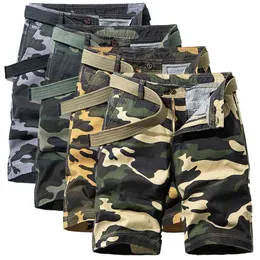 Men's Summer Shorts Plus Size Camouflage Military Cargo for Men Knee Length Casual Cotton Short Pants pantalon corto 210806