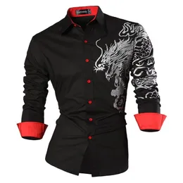 Sportrendy мужская рубашка платье повседневная длинный рукав Slim Fit Fashion Dragon стильный jzs041 210708