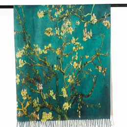 2020 Luxury Brand Women Winter Cashmere Scarf Shawl Digital Painted Shawl Van Gogh Oljemålning Pashmina Ladies Blanket Scarf Q0828