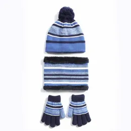 3 SZTUK Kids Winter Bonnet Czapka Kapelusz Scarf Rękawiczki Zestaw Dla Dzieci Chłopcy Dziewczyny Dzianiny Grube Ciepłe Polar Wykładane Nisze Circle Circle PM