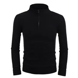 Men Stand Collar Long Sleeve 14 Zip Front Zipper Pullover Textured Casual Sweaters Men039s7673304