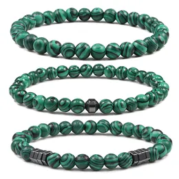 Bracciale in pietra di malachite da 6 mm Braccialetti da uomo classici con perline naturali Braccialetti di guarigione Equilibrio elastico Gioielli con ciondoli fatti a mano per le donne