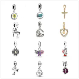 Memnon Smycken 925 Sterling Silver Charms Japanska Sakura, Omamori Fan Dangle Charm Glöm mig Inte Blomma Hängsmycke Pretzel Hjärta Pärlor Fit Armband DIY Kvinnor Armband