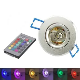 Downlights Kolorowe RGB LED Downlight 3W Lampka Lampa 24 Klucze zdalne sterowanie do dekoracji domu i imprez