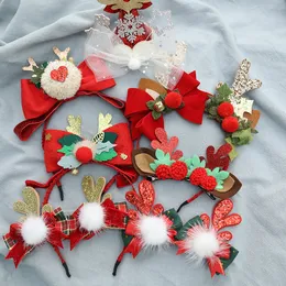 Boże Narodzenie wakacje dzieci Akcesoria do włosów Dziewczynek Snowflake Porozmysłuszne Pompony Headband Hairpin Cute Dzieci Bowknot Barrettes Klip D258