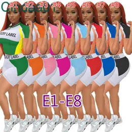 Dowody damskie Dwa kawałki Zestaw Designer Color Stitching Lace Up Casual Sexy Letters Printed Plus Size Sportwear Outfits 54 Style