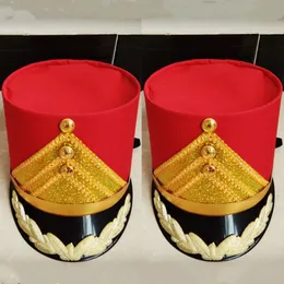 Red Party Army Top Hats For Children Adults School Stage Performance Drum Team Hat Music Guard Of Honour Accessories Military Cosplay Festival Celebration Headwear