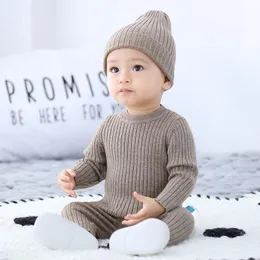 Clothing Sets 3Pcs Baby Clothes Set Unisex Winter Infant Sweater Shirt Knitted Girl Hat 3-6 Months Born Boy