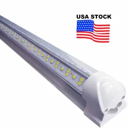 New V-Shaped 4ft 5ft 6ft 8ft Cooler Door Leds Tube T8 Integrated Led Tubes Double Sides SMD2835 Led Fluorescent Lights AC 110V