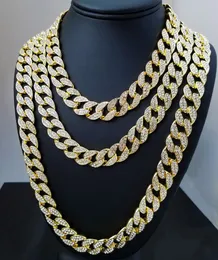 Iced Out Miami Cuban Link Chain Silver Men Hip Hop Necklace Jewelry 16inch 18inch 20inch 22 tum 24 tum 28 tum 30 tum