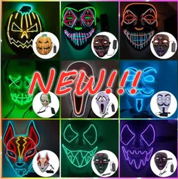 Nowy!!! Projektant Twarz Maska Halloween Dekoracje Halloween Glow Maska PCV Materiał LED Halloween Kobiety Mężczyźni Maska Kostiumy dla dorosłych Wystrój Domu