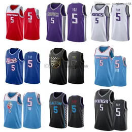 Darron Fox jersey 2021-22 SacramentoCity Basketball Jerseys Heren Jeugd S-XXL op voorraad