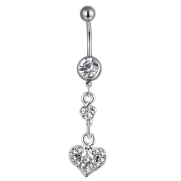Yyjff D0623 Heart Clear Stone Belly Belly Button
