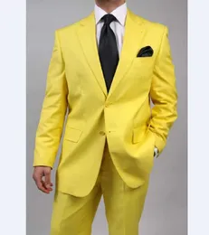 Young men wear single-breasted suit double button yellow lapel suit casual style men's clothing custom (jacket + pants) two X0909