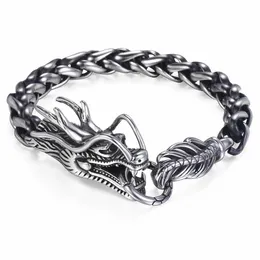 Davieslee Dragon Head Mäns Armband Male 316L Rostfritt Stål Armband Vete Länkkedja Punk Smycken 9mm 21.5cm dlhb450 210609