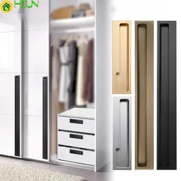 Gold invisible concealed handle wardrobe door drawer cabinet bookcase embedded hardware
