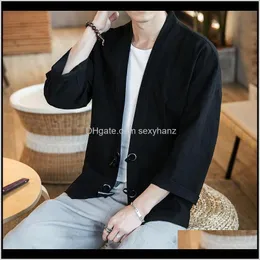 Capispalla Abbigliamento Abbigliamento Drop Delivery 2021 Uomo Cotone Lino Kimono Giacche Cardigan per il tempo libero Camicie streetwear Casu tradizionale giapponese