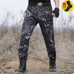 戦術的な貨物パンツ男性ミリタリーブラックPython迷彩コンバットパンツ軍職業狩猟ズボンジョガーズ男性Pantalon Homme 210702