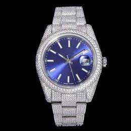 Full Diamond Mens Watches Automatic Mechanical Watch 41mm Stainless Steel Strap Sapphire Mirror 2824 Movement Waterproof Fashion WristWatch