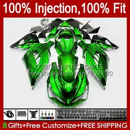 Einspritzkörper für KAWASAKI NINJA ZX 14R 14 R ZZR 1400 CC ZZR1400 06 07 08 09 10 11 4No.59 ZX14R ZZR-1400 06-11 ZX-14R 2006 2007 2008 2009 2010 2011 OEM-Verkleidung aus grünem Metall