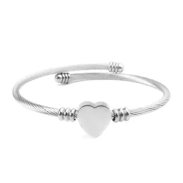 Fashion Initial Charm Alphabet Bracelets Jewelry Love Heart Stainless Steel Wire braided Heart 26 Letters Women Gifts