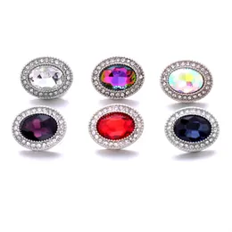 Colorful Oval Rhinestone fastener 18mm Snap Button Clasp Silver Color Metal charms for Snaps Jewelry Findings suppliers