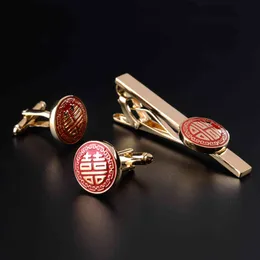 Bröllopsord Tie Clip Shirt Manschettknapp Mäns Celebration Cuff Nail Groom Suit Button Presentförpackning