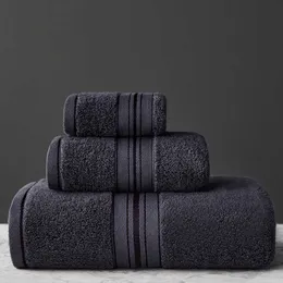 Egyptian Cotton Towel Bath Of Three Sets Solid Color Thicken Bathroom s Set Soft Comfortable Available Separately 210728