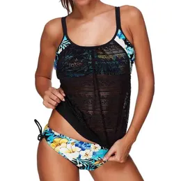 水泳のスーツの女性の水泳のタンニーニ2ピース水着プラスサイズの水着マヨビーチウェアプッシュアップバース210625
