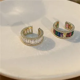 Nicho arco-íris flash anel de diamante feminino abertura ajustável temperamento coreano simples e versátil índice dedo anel de dedo jóias CX220314