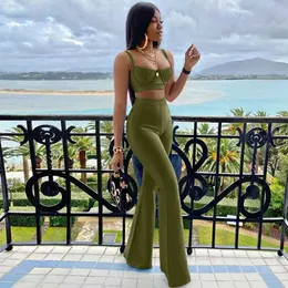 Ocstrade Two Piece Bandage Set Arrival Green Top and Pants 2 Outfits Summer Women Sexy Suit 210527