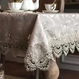 Tablecloth Little Gray Europe Luxury Embroidered Dining Cover Cloth Lace Coffee Flag Cushion Set HM322A 211103