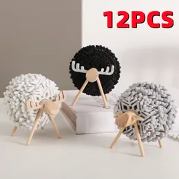 12Pcs/Set Sheep Felt Creative Tableware Heat Insulation Table Mat Home Desktop Decorations