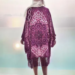 Schwimmen Anzug Für Frauen Pareo Strand Schal Lila Fransen Rock Bademode Chiffon Bluse Wilden Schleier Kaftan Robe De Plage Sarongs