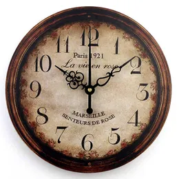 Vintage Duże dekoracyjne zegar Wall Home Decor Shabby Chic Mute Clock Creative Wall Decor Living Room Watch Duvar Saati 210724