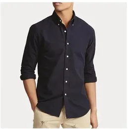 Ny höst och vinter Mäns långärmad bomullskjorta Pure Mäns Casual Poloshirt Fashion Oxford Shirt Social Märke Kläder Business Dress Shirt