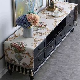 Stolt Rose European TV Cabinet Cover Cloth Tassel TableCloth Table Runner Hushåll Ark Dammsäker byrå 210708