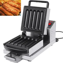 Stainless Steel 6Pcs Waffle Hot Dog Maker Commercial Electric Waffle Maker Machine Temperature Time Control Non-Stick 800W Kitchen Appliances