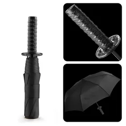 Paraplyer Japansk vikning Mäns Paraply Regn Kvinnor Samurai Sword Knife Vindskydd Kreativ Kvinna Man Bil Stor Parasol